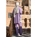 Woman’s Fashionable  Sleeve Tunic Trousers Set - Pomegranate Flower Casual Home Wear Beach Sun Protection Shirt Set Breathable Women Suit Clothing. 