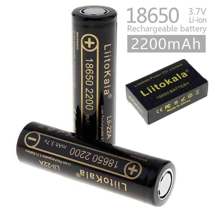 LiitoKala Lii-22A 3.7V 18650 2200mAh Rechargeable Battery li ion Batteries Li-ion Lithium Battery for Flashlight- 2pcs