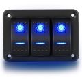 3Gang Aluminum Panel Toggle Dash 5 Pin ON/Off Pre-Wired Rocker Switch.