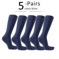 5 Pairs Combed Cotton 5 Finger long Socks Man Solid Business Soft Elastic Sweat-Absorbing Anti-Bacterial Party Dress Toe Socks.
