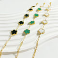 Alien ALTERA Fashion 18 Gold Plated Double Side Clover Bracelet for Women Stainless Steel Luxury 5 Flowers Charm Bracelet Jewelry Gift. 
