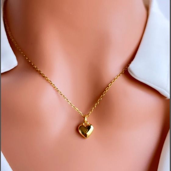 Woman Stainless Steel Love Heart Pendant Necklaces Virgin Girls Jewelry  Rose Gold Color Chain Link