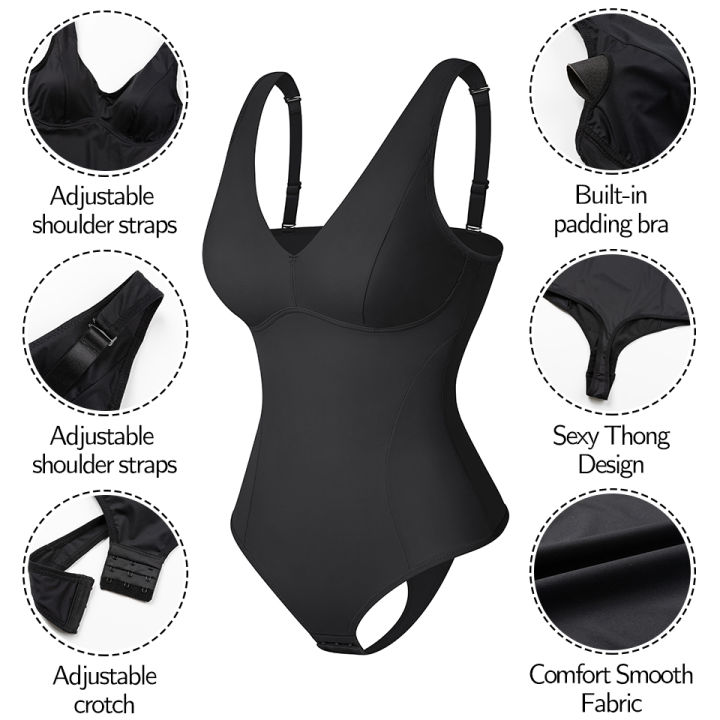 Shapewear%20Bodysuit%20Thong%20Body%20Shaper%20for%20Women%20Waist%20Trainer%20Corset%20Deep%20V%20Neck%20Slimming%20Underwear%20Built-in%20Bra%20Camisoles%20Tops%20-%20Image%206