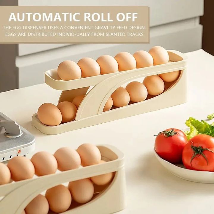 Automatic Scrolling Egg Rack, Double Layer Egg Dispenser, Counter Top ...