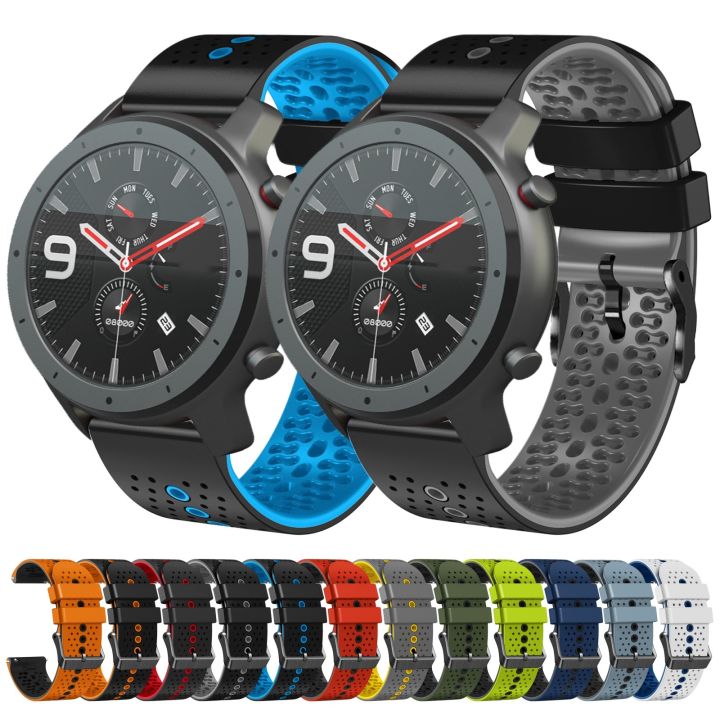(New)%20For%20Amazfit%20GTR%2047mm%2022mm%20Perforated%20Two-Color%20Silicone%20Watch%20Band%20-%20Image%203