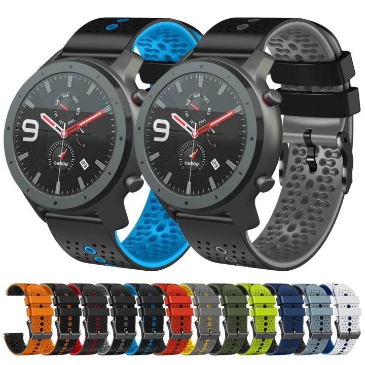 (New)%20For%20Amazfit%20GTR%2047mm%2022mm%20Perforated%20Two-Color%20Silicone%20Watch%20Band%20-%20Image%203