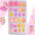 120pcs/Set Cartoon Design Children Nails Art Girl Convenient Wearable Stick On False Nails Tips Cute Press On Nail Strips.