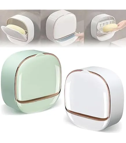 Soap%20Holder%20With%20Lid%20Drain%20Soap%20Box%20Punch-Free%20Flip-Top%20Soap%20Dish%20Creative%20Waterproof%20Storage%20Rack%20Bathroom%20Accessories%20-%20Image%202