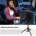 Microphone Isolation Shield with HighDensity SoundAbsorbing Sponge, 3Panel Foldable Windshield Mini Soundproof ?with Tripod Pop Filter and Microphone Sd for Studio Recording. 