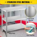 VEVOR Stainless Steel Work Table Storage Shelve Commercial Kitchen Food Prep with Installation for Home Projects Cafeteria Hotel. 