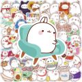 10/30/50pcs Kawaii Cartoon Chubby Rabbit Molang Stickers Aesthetic DIY Stationery Laptop Phone Diary Cute Sticker for Kids Girls. 