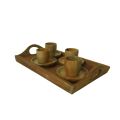 4 Pieces 2 Inch Wooden Tea Cups with piris and wooden tray Wood Coffee Cups Wooden Coffee Mug for Drinking Tea Water Restaurant Cafe Home Serving Entertain, No Dishwasher, 100-200ml.