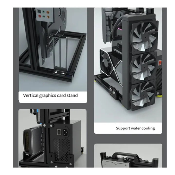 Itx Open Computer Rack ITX PC Case+ Screen Open Frame Aluminum ATX Tower Desktop Gaming ...