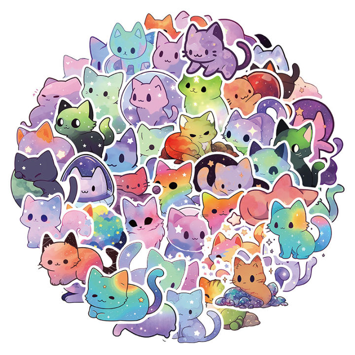 50Pcs Kawaii Cat Stickers Aesthetic Cartoon Decals DIY Laptop Phone Stationery Funny Cute Decoration Sticker Chidlren Toy Gifts jingu