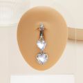 1Pc Belly Button Ring Belly Piercing Two Crystal Heart Clip On Umbilical Non Navel Pircing Cartilage Earring Clip. 