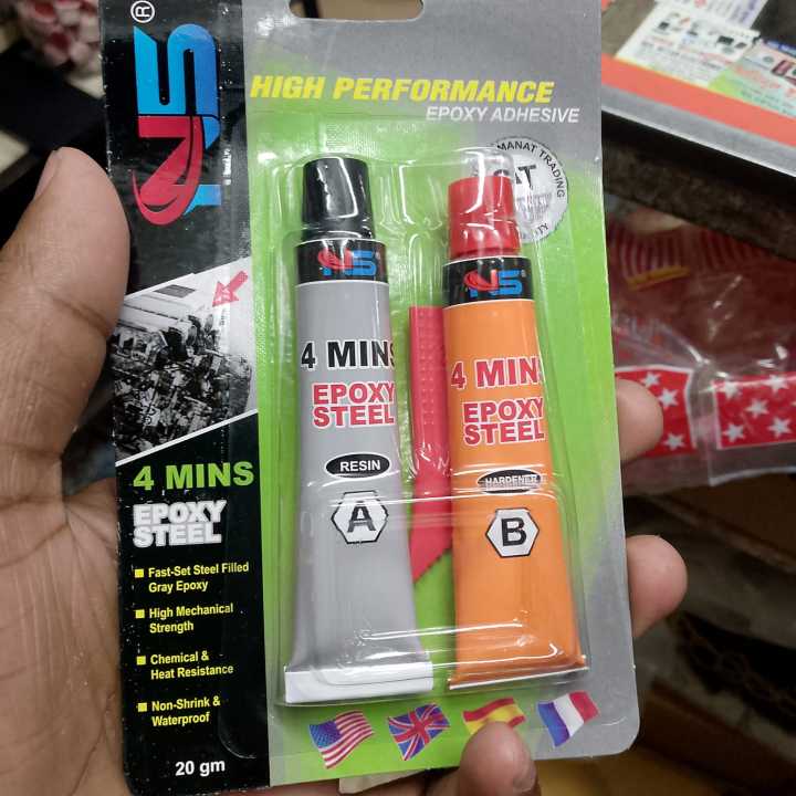 NS High Performance Epoxy Adhesive 4 Mins Epoxy Steel Epoxy Glue 20gm Steel Epoxy AB Rapid Steel Epoxy A Resin B Hardener Steel Epoxy