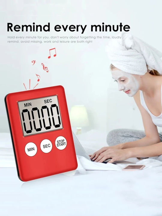 Cooking Timer LCD Digital Screen Clock Kitchen Countdown Timer Mechanical Digital Home Kitchen Square Cooking Countdown Alarm