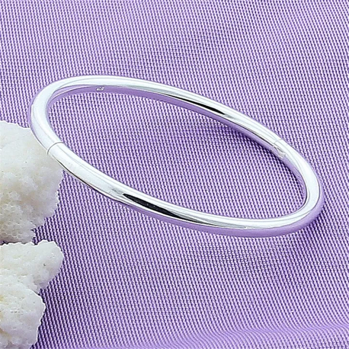 Women's%20925%20Sterling%20Silver%20Bangle%20Simple%20Smooth%20Bangle%20Solid%20Female%20Charm%20Jewelry%20Party%20Gift%20Loser%20Lione%20-%20Image%203