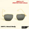 New Men Fashionable Black Sunglasses Premium Quality Full Metal Body Square Golden Frame Black Glass  For Party Travel Driving Eyewear Sunglasses For Men  New Classic Supper Shape Design Fashion Glasses Uv Protection Glass. 