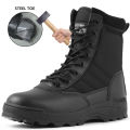 Outdoor Boots Combat Boots Men's Spring and Autumn Tactical Military and Tactical Boots Security Duty Boots Outdoor Non-Slip Wear-Resistant Worker Boot SWAT. 