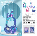 2022 New Wireless Earphones RGB Rabbit Ears Headset with Mic Cute Girls Music Bluetooth Headphones For Children's Gamer Headset with Portability. 