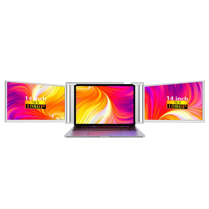 14 inches Laptop Expansion Screen FHD Portable Tri-screen Monitor for 2 Displays for Windows, MacOS for 13.3-16.5 inch Laptop