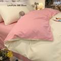 Cream Style Solid Pink Bedding Set Twin Full Queen King Size Bed Linen Girls Adults 180x220cm Bed Flat Sheet Pillowcase Kawaii. 