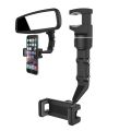 Multifunctional Rearview Mirror Phone Holder, 360° Rear View Mirror Phone Holder with Car Sticky Storage Hooks, 360 Degrees Rotating Car Phone Holder and G P S Holder Universal Car Phone Stand For Car MotorBike.