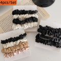 4pcs/pack Women Silky Satin Skinny Elastic Hair Band Girls Ponytail Holders Small Hair Rope Simple Hair Ties Korean Rubber Band. 