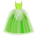 Halloween Halloween Tinkerbell Costume for Girls Flower Fairy Princess Cosplay Outfits Kids Green Gown Children Birthday Tiana DressDolls Accessories. 