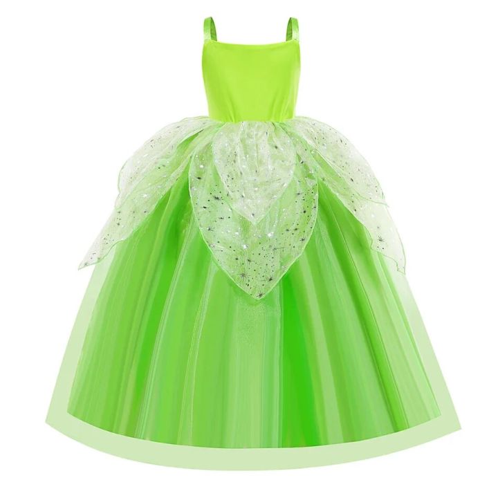 Halloween%20Halloween%20Tinkerbell%20Costume%20for%20Girls%20Flower%20Fairy%20Princess%20Cosplay%20Outfits%20Kids%20Green%20Gown%20Children%20Birthday%20Tiana%20DressDolls%20Accessories%20-%20Image%204