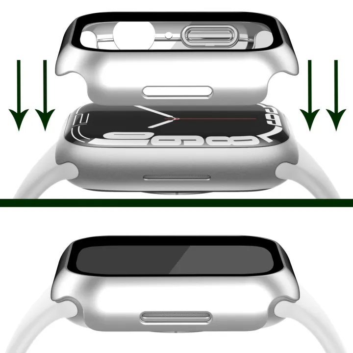 Electroplating%20Matte%20All-inclusive%20PC%20+%20Tempered%20Glass%20Watch%20Case%20For%20Apple%20Watch%20Series%209%20/%208%20/%207%2045mm%20-%20Image%205