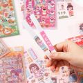 6sheets/lot Cartoon Girls Sticker Pack Cute Kawaii Stickers Set DIY Material Waterproof PVC Decorative Decals Phone Diary Kids.