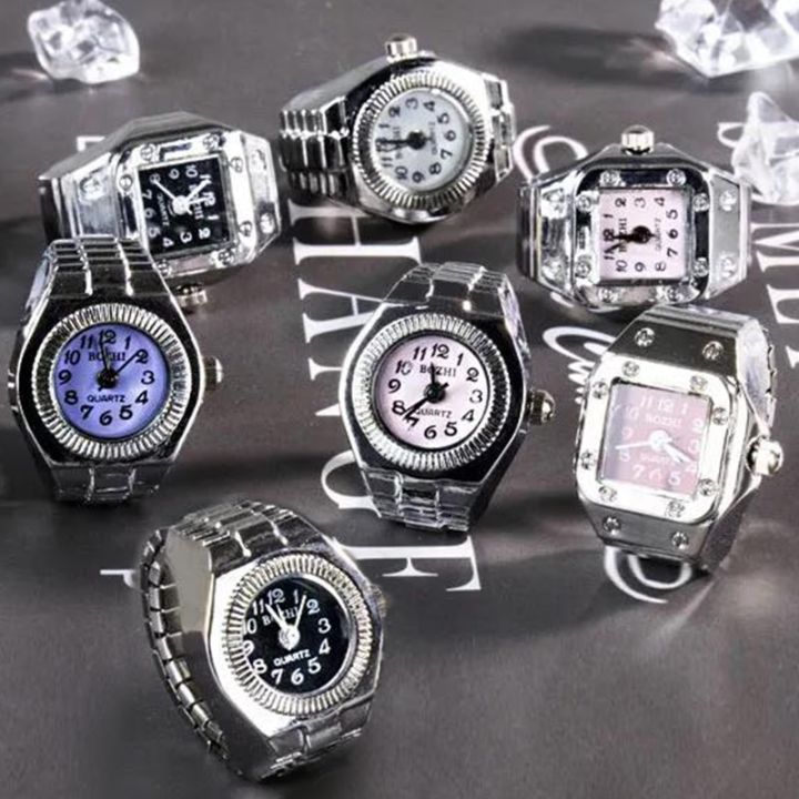 【Worldwide Delivery】 27 styles Finger Ring Clock Vintage Elastic Stretchy Quartz Watch Rings for Women Couple Watches Ring Fashion Jewelry