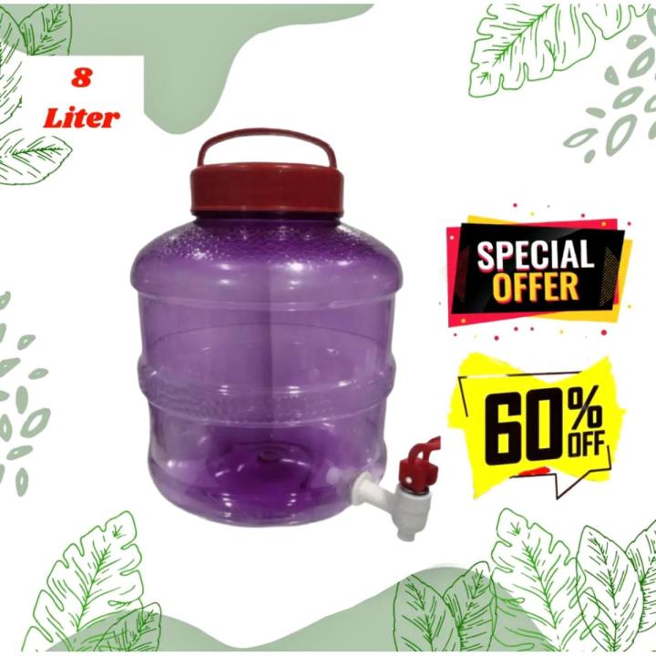 8L Plastic Water JAR with TAP and Handle - 1Pcs ( PURPLE)