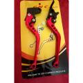 CNC Aluminium Brake and clutch lever set for motorcycle RTR 4V. Red.