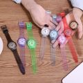 Wenefang Casual women silicone jelly band quartz wrist watch women cute transparent eco-friendly candy students watch. 