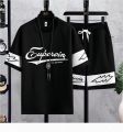 Summer Exclusive Black Printed Combo Set Half Sleeve T-Shirt & Quarter Pant For Men - T Shirt & Pant For Men.