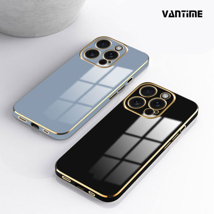 For iPhone 14 15 Pro Max Plus Soft Case Lens Protector Square Frame Shiny Bling Back Cover