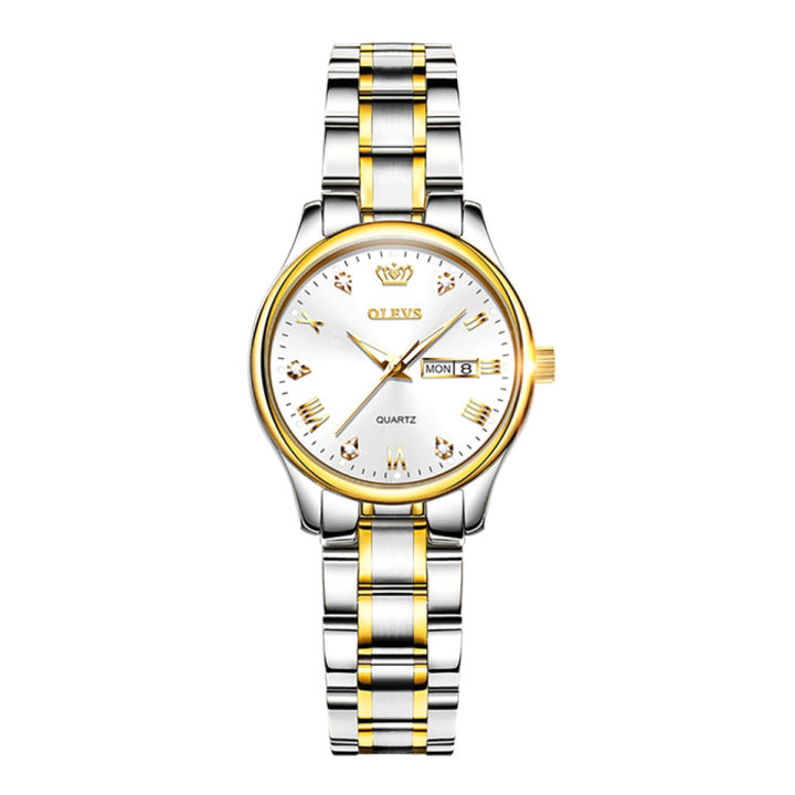 Olevs%205563%20Silver%20&%20Golden%20Two%20Tone%20Stainless%20Steel%20Analog%20Wrist%20Watch%20For%20Women%20-%20White%20&%20Silver%20-%20Elegant%20and%20refined%20class%20-%20Image%203