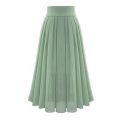 Women Elegant Long pleated skirt Party Chiffion High Waist Lace-up Long Skirt Female Solid Color Gauze Tutu Party Skirts. 
