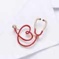 New Medical Medicine Brooch Pins Gold Stethoscope Heart Shaped Pin for Doctor Nurse Backpack Lapel Badge Jewelry Gift.