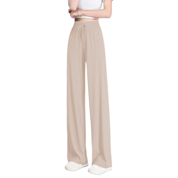 %E3%80%90Hottest%20Trends%E3%80%91%20DESCENTE%20Women%20Loose%20Fit%20Pants%20Comfortable%20Stylish%20Women's%20Elastic%20High%20Waist%20Drawstring%20Pants%20Loose%20Fit%20Wide%20Leg%20Trousers%20for%20Summer%20Solid%20Color%20Thin%20Long%20Perfect%20for%20Soft%20Fabric%20Women%20Trousers%20-%20Image%203