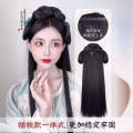 Hanfu wig integrated hairband, lazy person, style bun, female hand, remnants of party, ancient costume, full head set, soft hair band. 