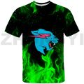 Hip Hop Anime Mr Wolf Beast Lightning Cat 3D T-shirt Harajuku Graphic T Shirts Men Clothing Kids Short Sleeve Oversized T Shirt.