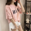 Letter Short Sleeve T Women's T-shirt 200 Jin Fat MM2021 Summer Korean Style Women T-shirt Loose Tied Sleeve Top Half Sleeve.