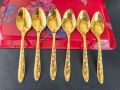 Exclusive 3D 12 Pcs Golden Plated Stainless Steel tea &  Fork Spoon set.. 