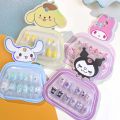 12Pcs/set Detachable Kuromi Children Cartoon False Nails My Melody KT Cat Kids Cartoon Fake Nails Nail Supplies Full Cover Nail Art Tips Kids Fake Nail Extension Student.