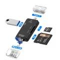 Multifunction Otg Card Reader Type C - 6 In 1 Usb 2.0 All In One Card Reader - Convenient Data Transfer For Multiple Card Types. 