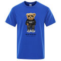 Teddy Bear In Black That Is My Happy Color Clothing Men High Quality T-Shirt Summer Cotton T-Shirts Hop Street Loose Tops. 